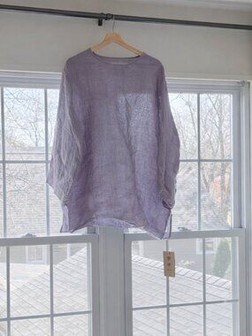 100% Linen Plant-Dyed Tunic Top - Brand New with Tags